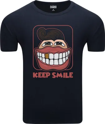 Produktbild von Diarbo Herren T-Shirt mit Lustiger Druck Lächeln Sie weiter Dunkelblau Gr.S