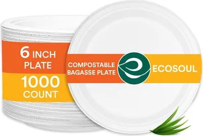 Immagine prodotto di Piatti di carta15 cm compostabili ECO SOUL 1000 pz monouso bianco