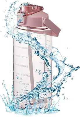 Produktbild von Famanu Sporttrinkflasche - Motivationsdesign mit Zeitmarkierung - 2 Liter - Rosa