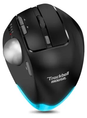 Image de Souris à boule - Souris rechargeable - Navigation précise - Connectivité sans fil pour 3 appareils - 4800 DPI - Noir