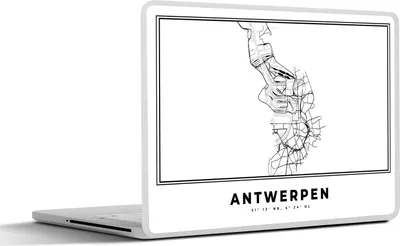 Produktbild von MuchoWow® Laptop Aufkleber Sticker Cover Karte - Antwerpen - Schwarz und weiß - Stadtplan - Belgien 31x22.5 cm - Laptop-Deko