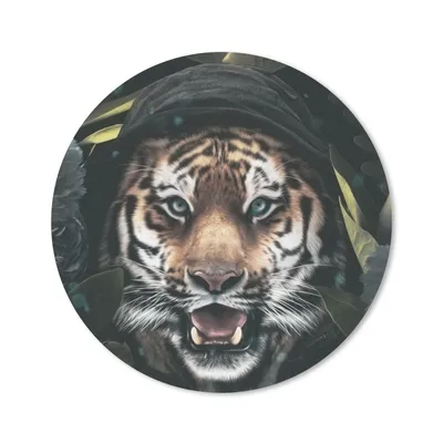 Produktbild von MuchoWow® Mauspad Mousepad Tiger - Blumen - Kleidung 40x40 cm - Mousepads - Maus Mat - Pad - Mausunterlage - Schreibtisch Accessoires