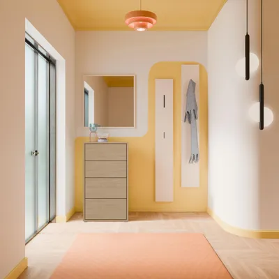 Produktbild von Forte ALICE SPRINGS Kommode 50 60, modern-minimalistisch, 4 Schubladen, Wohn-/Schlafzimmer, Holzwerkstoff, Eleganica Eiche Holzdekor, 54,8 cm breit x 99,1 cm hoch x 34,9 cm tief