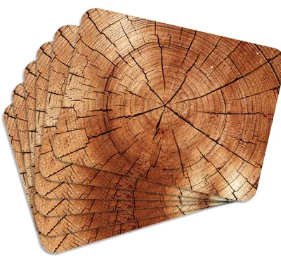 Produktbild von MG Design Set aus 6 Kork-Platzsets - Wood 2 - 30 x 40 cm - hitzebeständig & abwischbar, mit Korkrückseite