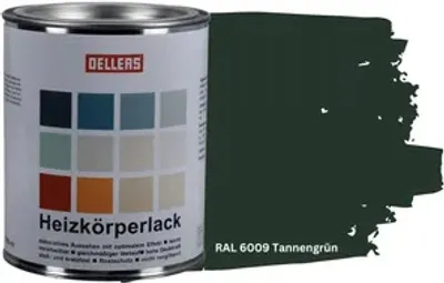 Produktbild von OELLERS Heizkörperlack DIY 1L – RAL 6009 Tannengrün | Heizkörperfarbe & Heizungsfarbe | Hochdeckender Heizungslack | Hitzebeständig & langlebig