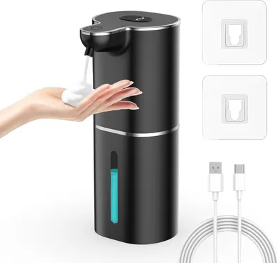 Productafbeelding van Gcstnn 380ml elektrische schuimzeepdispenser met sensor - Wandmontage - USB oplaadbaar - LCD-scherm - IPX5 waterdicht - Voor badkamer - Keuken