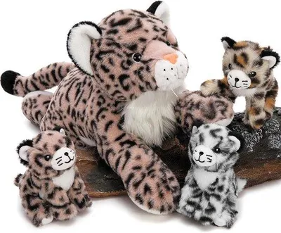 Zdjęcie produktu dla Pluche Leopard XXL - Różowy, z 3 małymi pluszakami - Miękki i przytulny - Idealny jako prezent dla dzieci