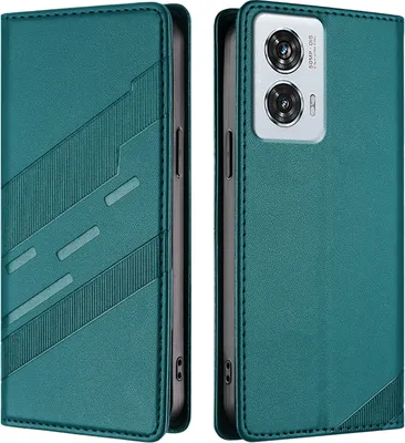 Produktbild von Hülle für Motorola Edge 50 Fusion/Moto G85, Kunstleder Brieftaschen Handyhülle mit Kartenfach und Standfunktion Grün