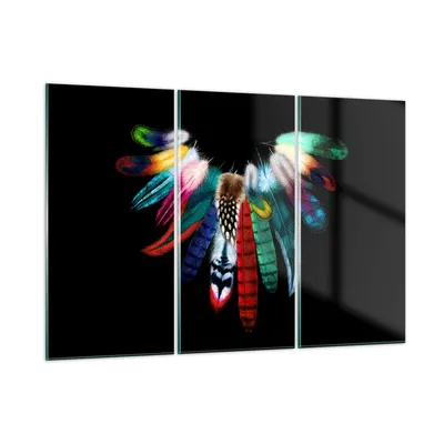 Produktbild von Bilder auf glas - Vogel Feder Farbe Komposition - 105x70cm - Glasbilder - Wandbilder - Kunstdruck - zum Aufhängen bereit - Wanddekoration aus Glas - Glas Bilder - Wandbild auf Glas - GCE105x70-2932