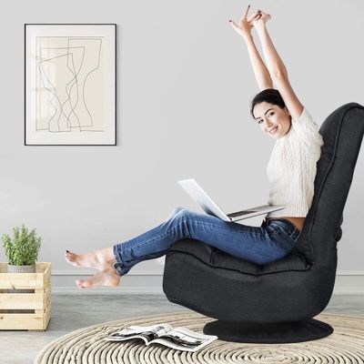 Krzesło podłogowe COSTWAY obrotowe krzesło podłogowe 360° z 5-stopniową regulacją oparcia sofa podłogowa udźwig 150 kg Lazy Sofa czarna