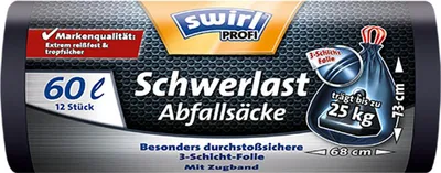 Obrázek produktu pro swirl Profi těžký pytel na odpad, černý, 60 litrů