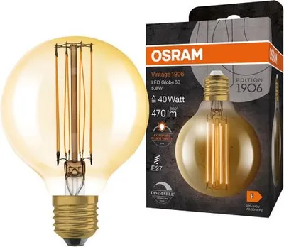 Image de 1906 Globe 80mm Clair Fil D'or 5.8w E27 Chaud - Osram