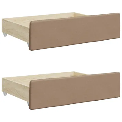 Image de Tiroirs de lit 2 pcs cappuccino bois d'ingénierie et similicuir