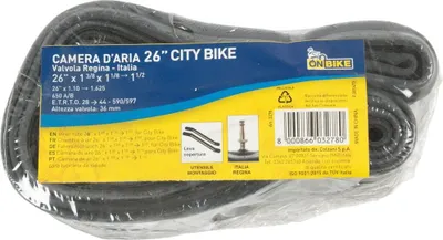 Produktbild von On-Bike-Schlauch 26" x 1 3/8 – ETRTO 37-590, Schrader-Ventil, hohe Abdichtung und Widerstandsfähigkeit, ideal für Citybikes und Tourenräder, einfach zu montieren