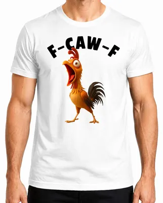 Obrázek produktu pro F-CAW-F vtipné kuře karikatura kohout farma dárek humor vtip pánské tričko, bílá, L