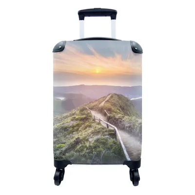 Produktbild von MuchoWow® Koffer Handgepäck Trolley Rollkoffer Kleine Reisekoffer mit 4 Rollen - Berge - Sonne - Natur - Cabin Size < 55x40x23 cm & 55x40x20 cm - Fotokoffer - Kabinenkoffer - Boardgepäck - Reise-Box - Reisekoffer - Reisegepäck - Koffer mit Bild - Trolley für Kinder