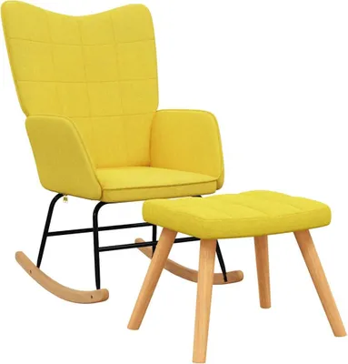 Produktbild von vidaXL Schaukelsessel mit Hocker Senfgelb Stoff