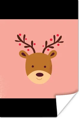 Produktbild von MuchoWow® Poster Rentier - Weihnachten - Rosa - Winter 20x30 cm - Papierdruck