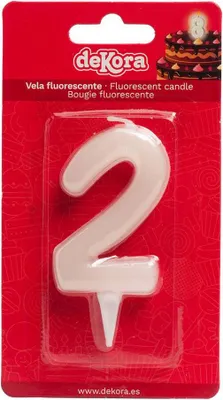 Produktbild von Tortenkerze Zahl 2 leuchtet im Dunkeln 6cm