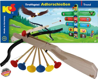 Produktbild von Treffspiel Adlerschießen Marterpfahl nach Punkten mit 6 Pfeilen & Armbrust