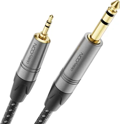 Produktbild von deleyCON 5m Klinkenkabel Instrumentenkabel 6,35mm auf 3,5mm Klinke TRS (Stereo) AUX - Studio Qualität - aus reinem OFC Kupfer (AWG24) - für Verstärker Mixer E-Gitarre Bass Keyboard