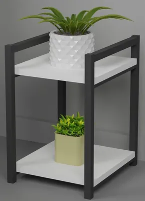 Productafbeelding van Modulair Boekenrek van Hout en Metaal (Wit, 2 Planken)
