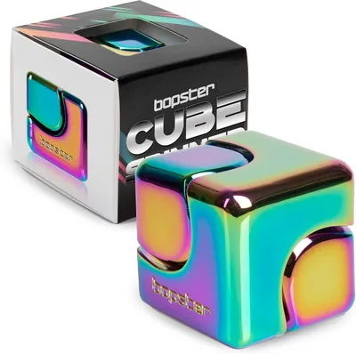 Produktbild von Bopster Fidget Cube Spinner – Handspinner aus eloxiertem Metall – Für Menschen mit ADHS, ADD oder Autismus – Schimmernd – Mehrfarbig