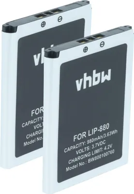 Produktbild von vhbw 2x Akku Ersatz für Sony LIP-880PD, LIP-880PD-B, LIP-880 für MP3-Player Musik Player (980 mAh, 3,7 V, Li-Ion)