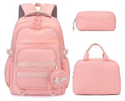Immagine prodotto di Set da scuola per bambine, composto da zaino, astuccio e sacchetto per il pranzo, colore rosa, leggero