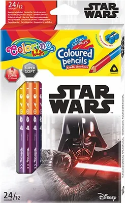 Produktbild von Doppelseitige Bleistifte 12 Stück 24 Farben Anspitzer Star Wars Colorino