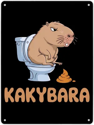 Produktbild von Capybara auf Toilette Metallschild XL in 21x28 cm Kakybara Toilettenschild