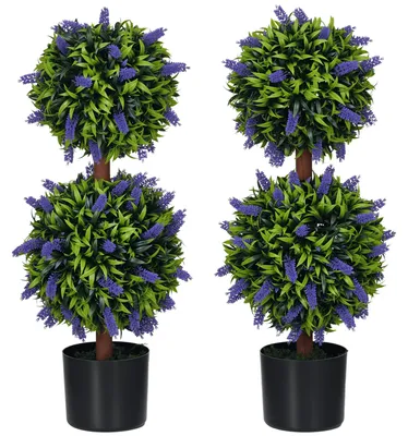Image de HOMCOM - Lot de 2 plantes artificielles de 70 cm, résistantes aux UV, en pot