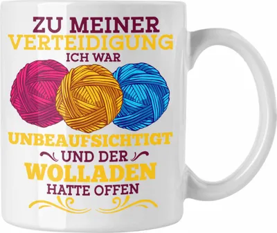 Produktbild von Trendation - Lustige Strick Häkel-Tasse  Geschenk Stricken Häkeln Spruch Oma Rentner (Weiß)