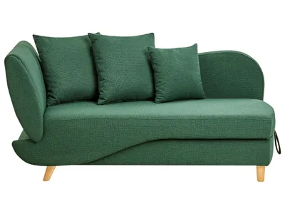 Produktbild von BELIANI Chaiselongue Linksseitig Grün Leinenoptik mit Bettkasten Dekokissen Modern Récamiere Liegesofa Sitzmöbel Wohnzimmer Jugendzimmer