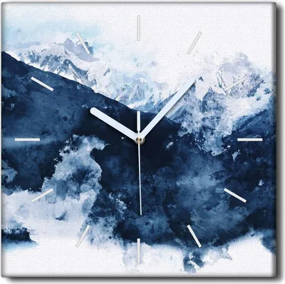 Produktbild von Coloray Uhr auf Leinwand 30x30 cm Wand Uhr Dekoration Wohnzimmer Segeltuch weiße Zeiger -Kunstberglandschaft.