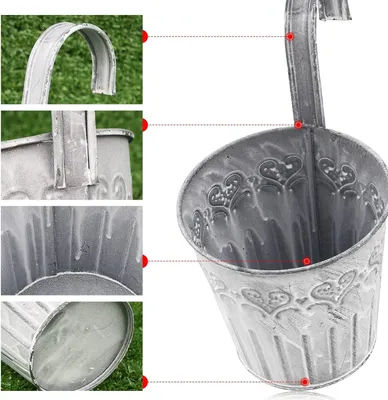 Produktbild von Vintage Hängende Metallblumentöpfe für Garten und Balkon - Set von 5