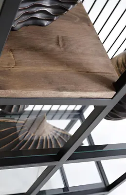 Immagine prodotto di Moderna libreria con struttura in metallo nero e ripiani in legno