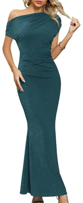 Productafbeelding van Maxi Jurk - Eén Schouder - Blauw