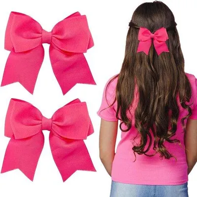 Image de Grand nœud en satin pour cheveux, pour filles - Rouge - Lot de 2 pinces à cheveux pour filles