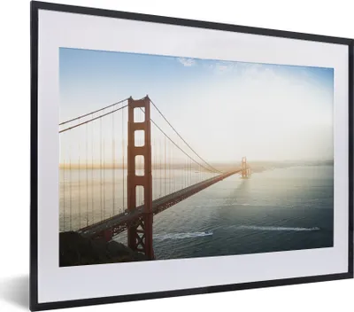 Produktbild von MuchoWow® MuchoWow® Gerahmtes Poster Morgennebel an der Golden Gate Bridge in Kalifornien 40x30 cm - Poster mit zchwarzem Bilderrahmen - Bilderrahmen - Poster im Rahmen