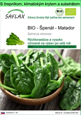 Obrázok produktu pre SAFLAX Garden to go - BIO - Špenát - Matador - Spinacia oleracea - 300 Semená - S črepníkom, klimatickým vekom a pestovateľským substrátom