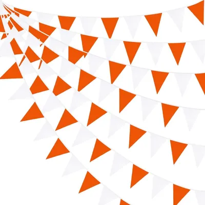 Immagine prodotto di Ghirlanda di bandierine in tessuto, arancione e bianco, lunghezza 10 metri, con 36 bandierine per decorazioni