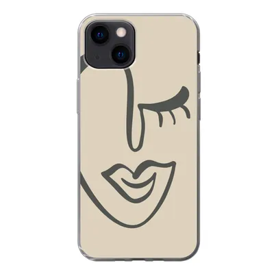 Produktbild von MuchoWow® Handyhülle Schutzhülle Hülle für iPhone 13 mini Frau - Gesicht - Kunst Silikon Softcase Handy Hülle - Softcase