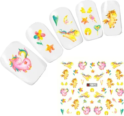 Produktbild von Tattoo Nail Art Aufkleber Einhorn Blume Nagel Sticker