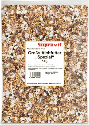Produktbild von Supravit Vogelfutter Großsittiche Spezial 5kg | leicht bekömmliches Sittichfutter ohne Sonnenblumenkerne | schmackhaftes Alleinfutter