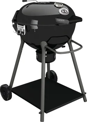 A black kettle-style charcoal grill on a white background.