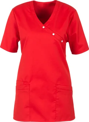 Produktbild von beb MEDIZIN/PFLEGE Damen KASACK Kurzarm V-Neck Baumwollmix Rot 4XL