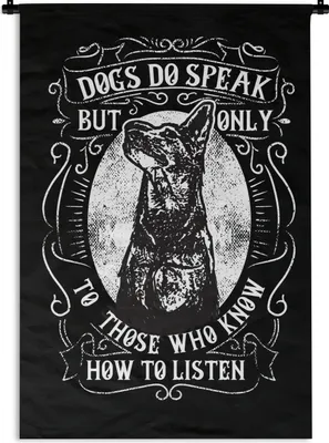 Produktbild von MuchoWow® Wandteppich Wandbehang Hund - Retro - Zitat 120x180 cm Tapisserie Dekoration Wandtuch - Schlafzimmer - Dekorationen für das Haus