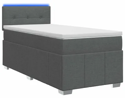 Immagine prodotto di Letto con rete a molle e materasso, colore grigio scuro, dimensioni 90 x 190 cm, rivestito in tessuto