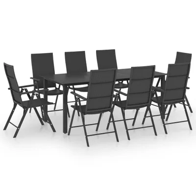 Image de vidaXL Ensemble de jardin 9 pièces noir